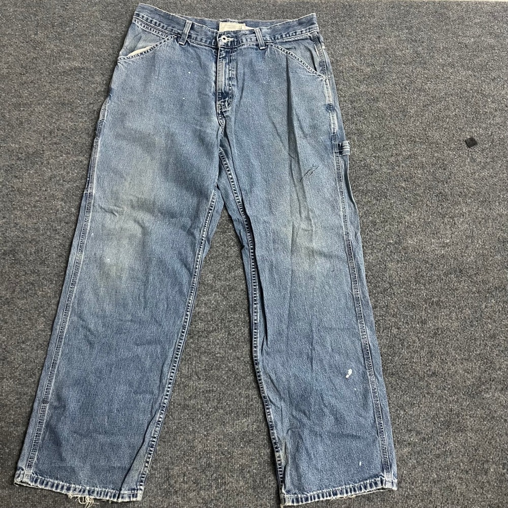 Adirondack Carpenter Jeans Mens Size 36 Blue Relaxed Fit Utility Workwear